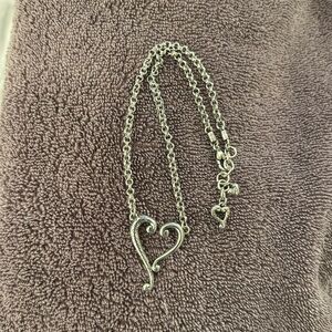 Brighton Adore Me Heart Necklace Pendant Silver Plated 17" Adjustable